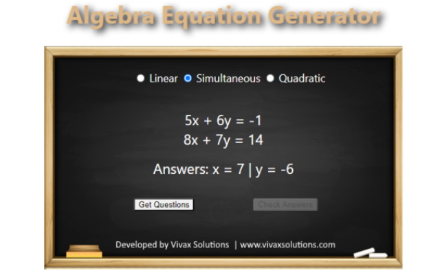 Algebra Equation Generator chrome谷歌浏览器插件_扩展第1张截图