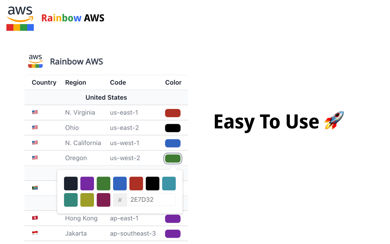 Rainbow AWS: AWS console header color chrome谷歌浏览器插件_扩展第3张截图