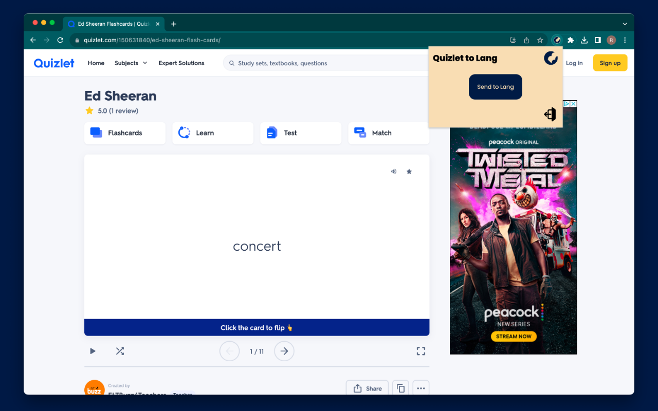 Quizlet to LangStudy chrome谷歌浏览器插件_扩展第1张截图