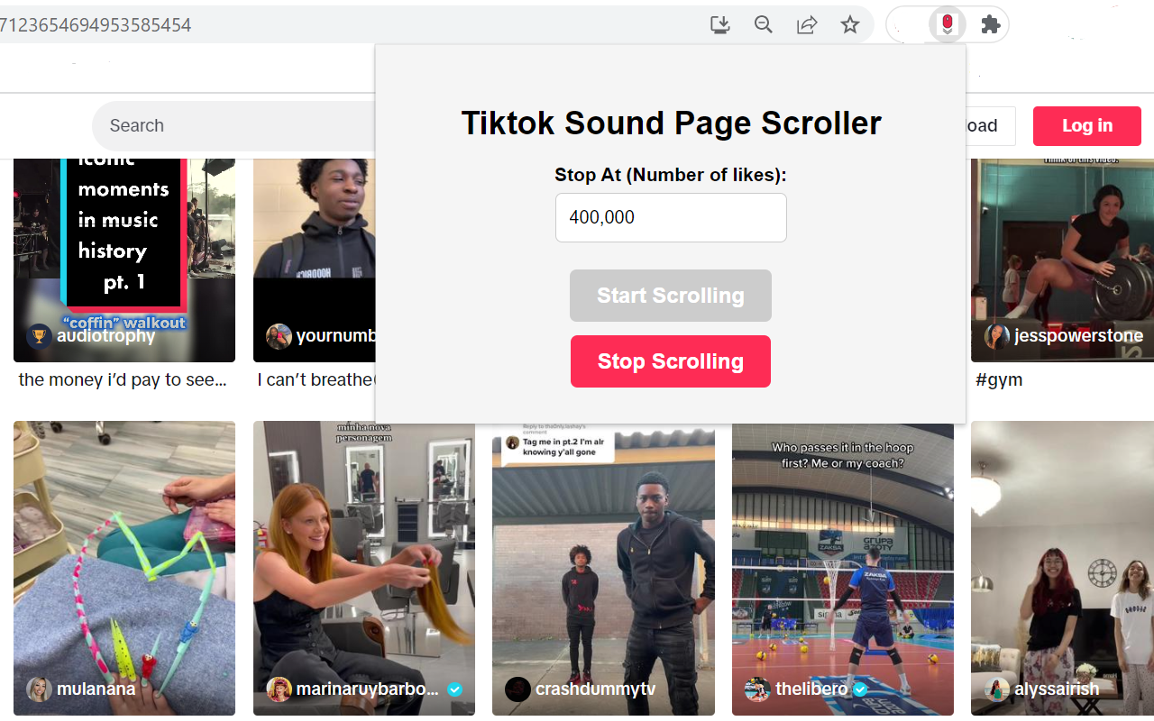 Tiktok Sound Page Auto-Scroll chrome谷歌浏览器插件_扩展第1张截图