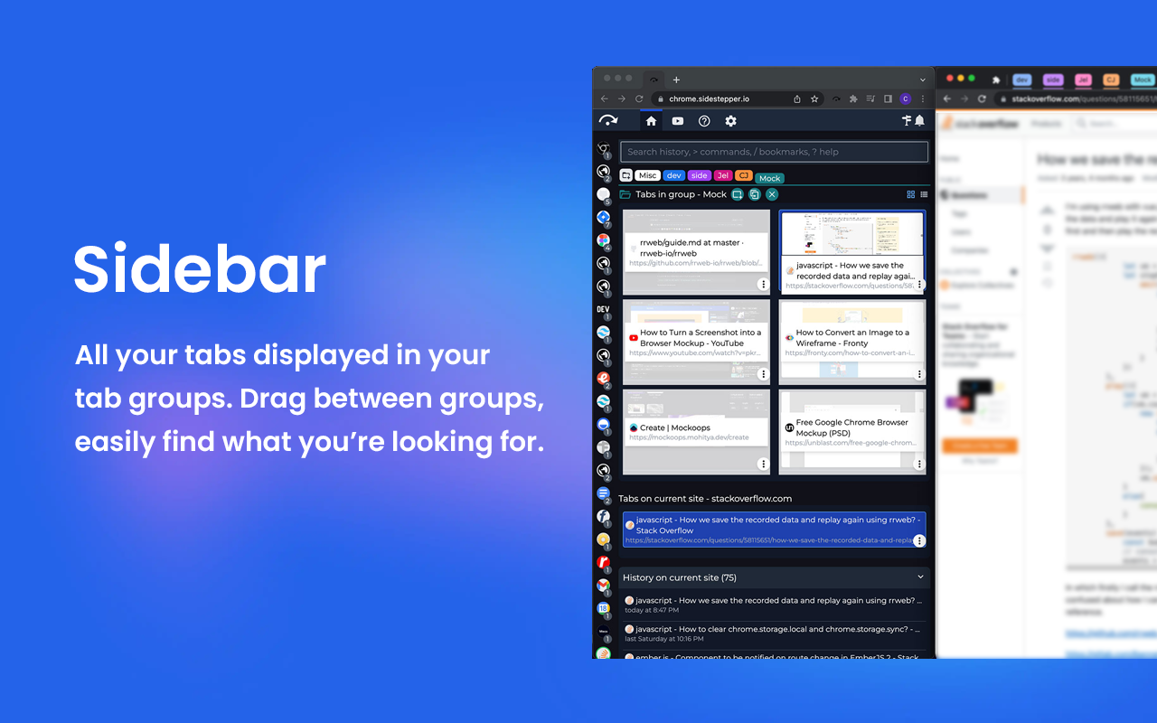 Sidestepper tab group manager & cmd palette chrome谷歌浏览器插件_扩展第2张截图