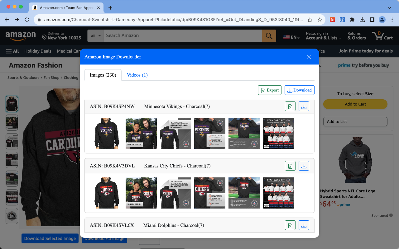Amazon Image Downloader |CSV & Image、Video chrome谷歌浏览器插件_扩展第1张截图