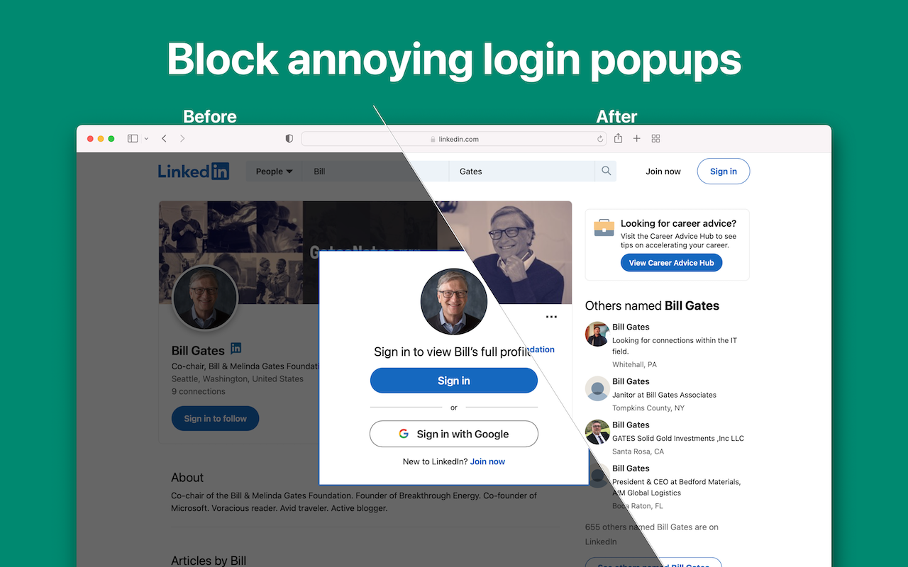 Banish - Block Login Popups chrome谷歌浏览器插件_扩展第1张截图