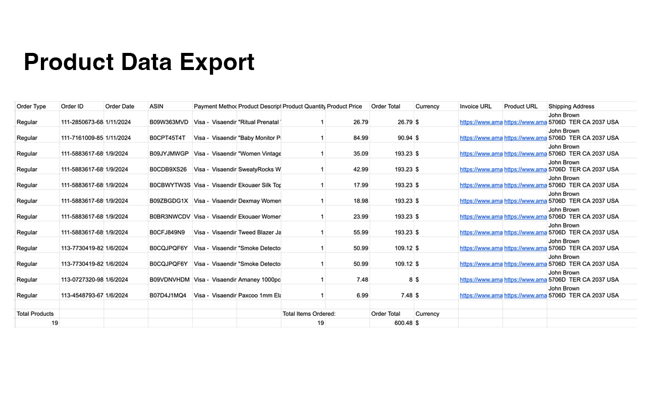 Amazon Order History Downloader chrome谷歌浏览器插件_扩展第3张截图