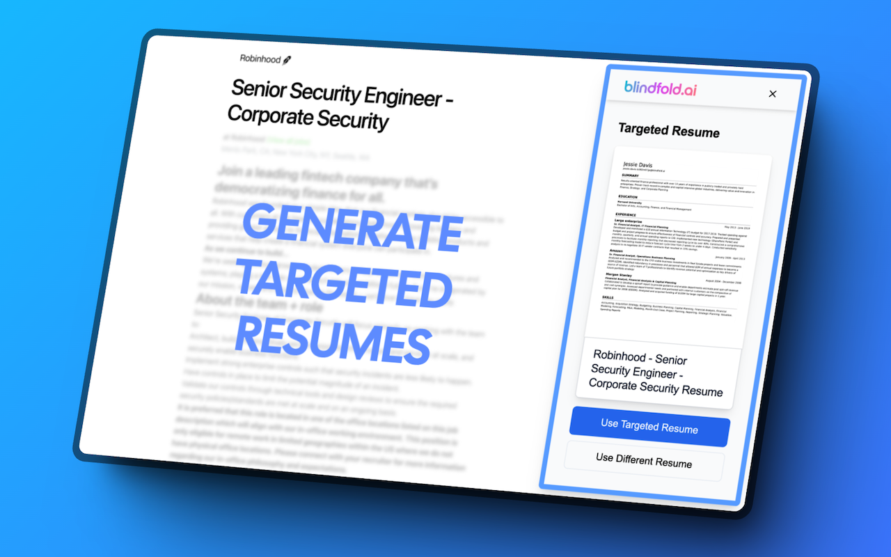 blindfold.ai - targeted resumes using AI chrome谷歌浏览器插件_扩展第4张截图