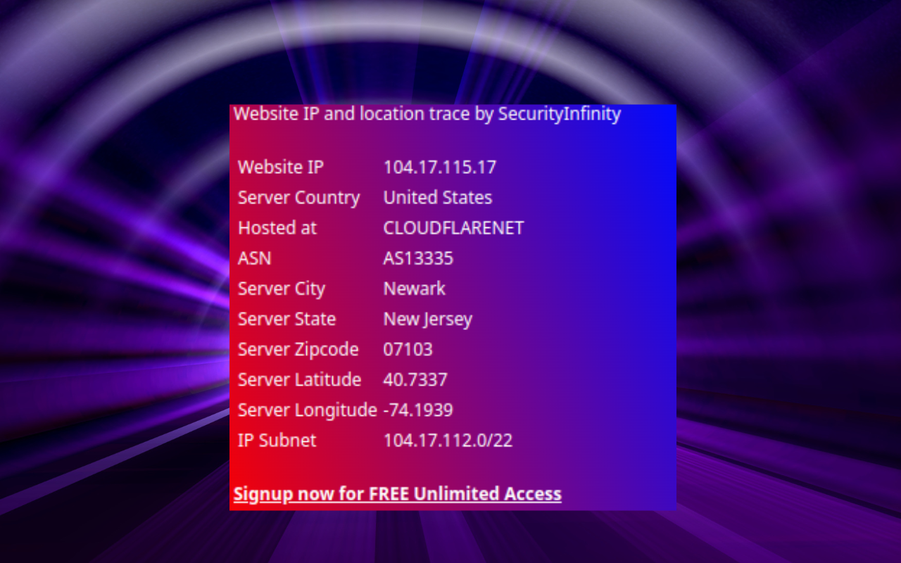 Website IP location trace - SecurityInfinity chrome谷歌浏览器插件_扩展第1张截图