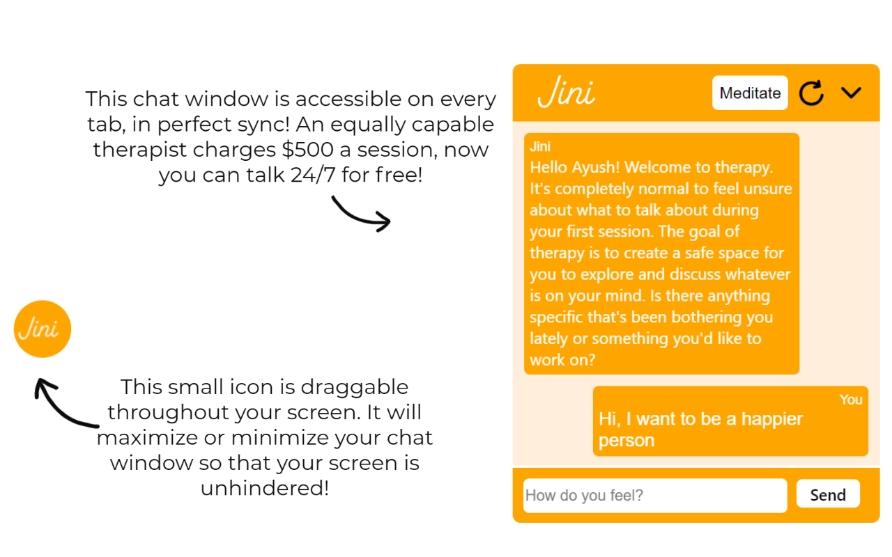 Jini Chat: AI Therapist chrome谷歌浏览器插件_扩展第1张截图