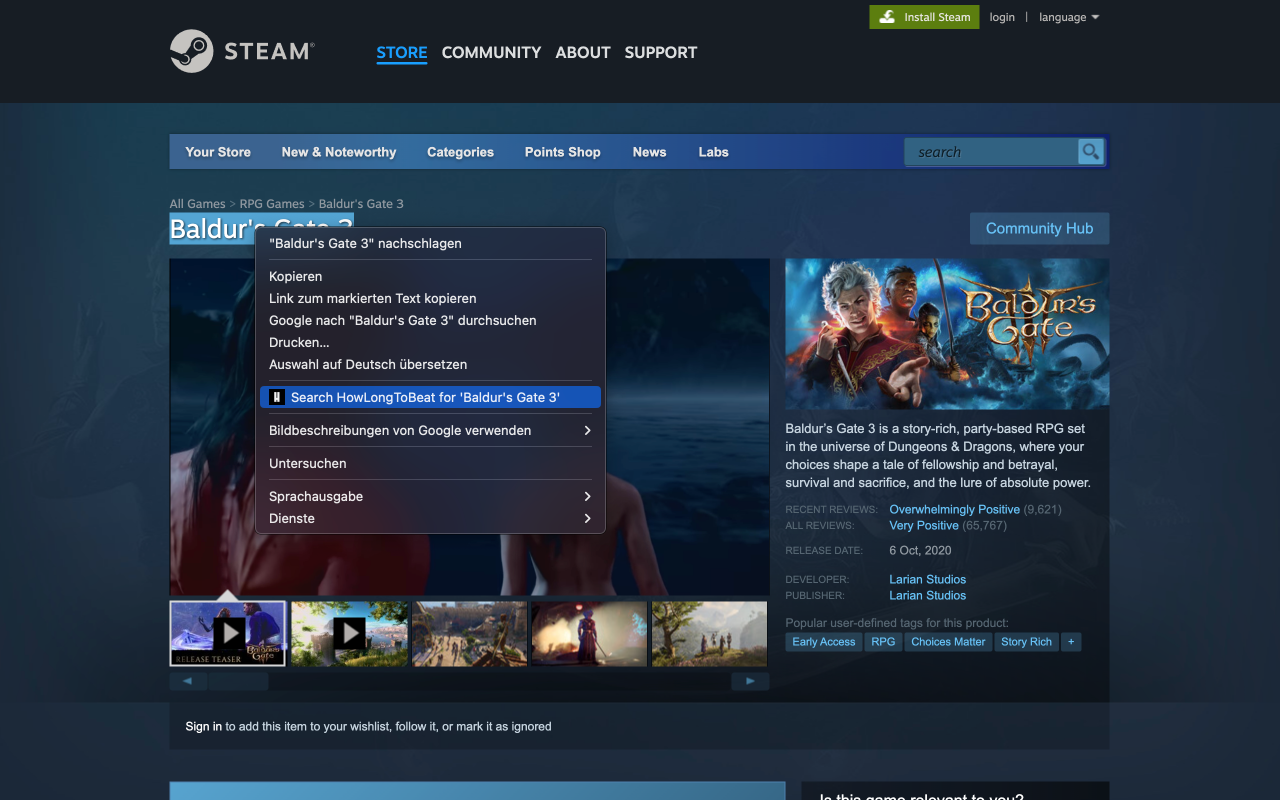 HowLongToBeat Context Menu chrome谷歌浏览器插件_扩展第1张截图