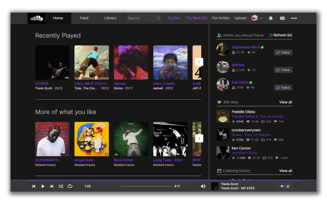 SoundCloud Dark - Purple theme for SoundCloud chrome谷歌浏览器插件_扩展第1张截图