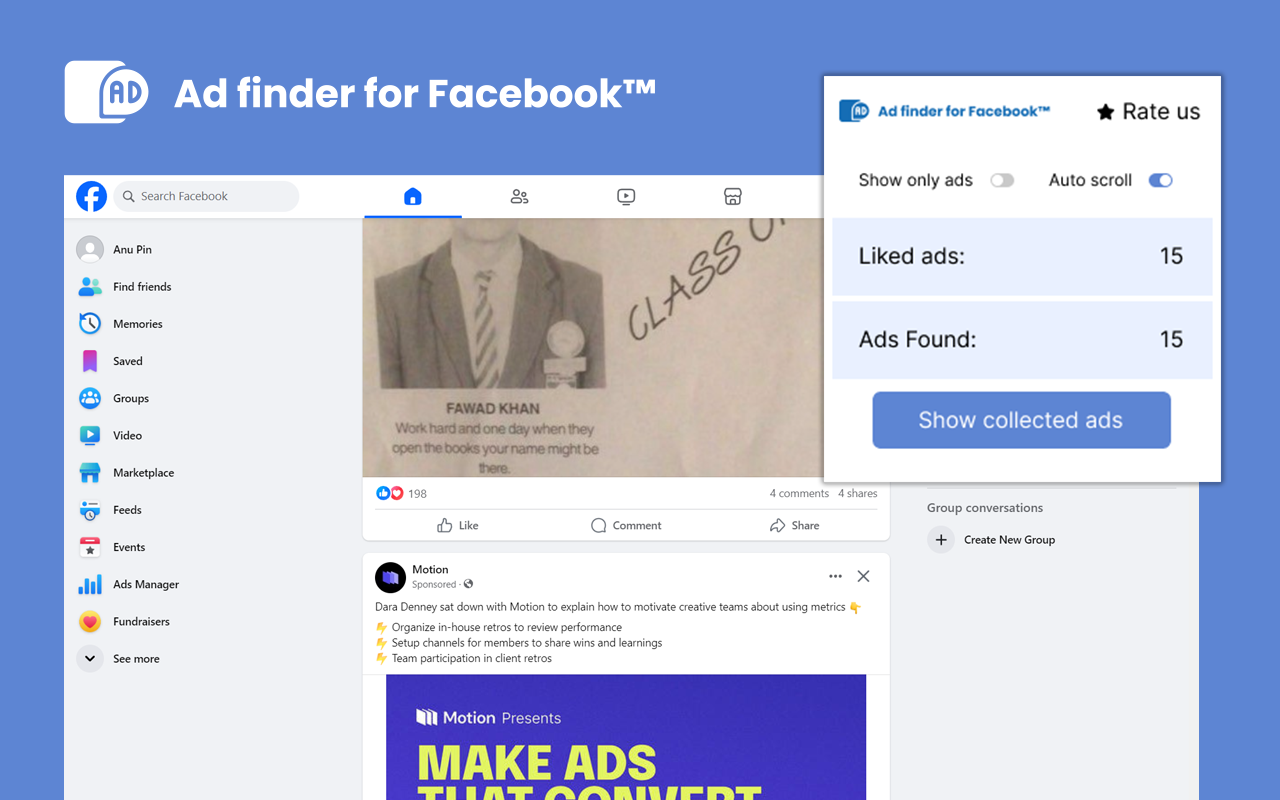 ad finder for Facebook™ chrome谷歌浏览器插件_扩展第1张截图