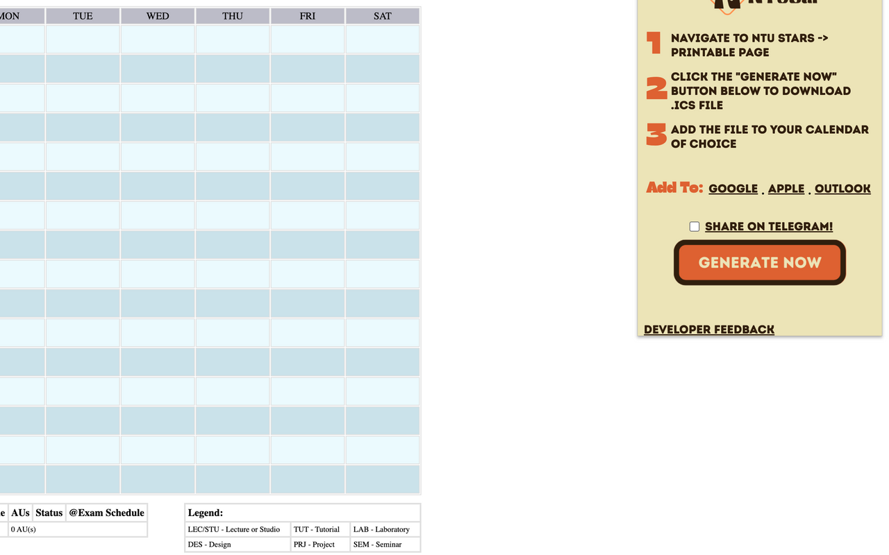 NTUCal chrome谷歌浏览器插件_扩展第1张截图