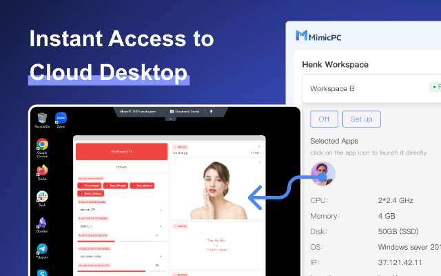 MimicPC - Run Any AI App on Your Cloud PC chrome谷歌浏览器插件_扩展第1张截图