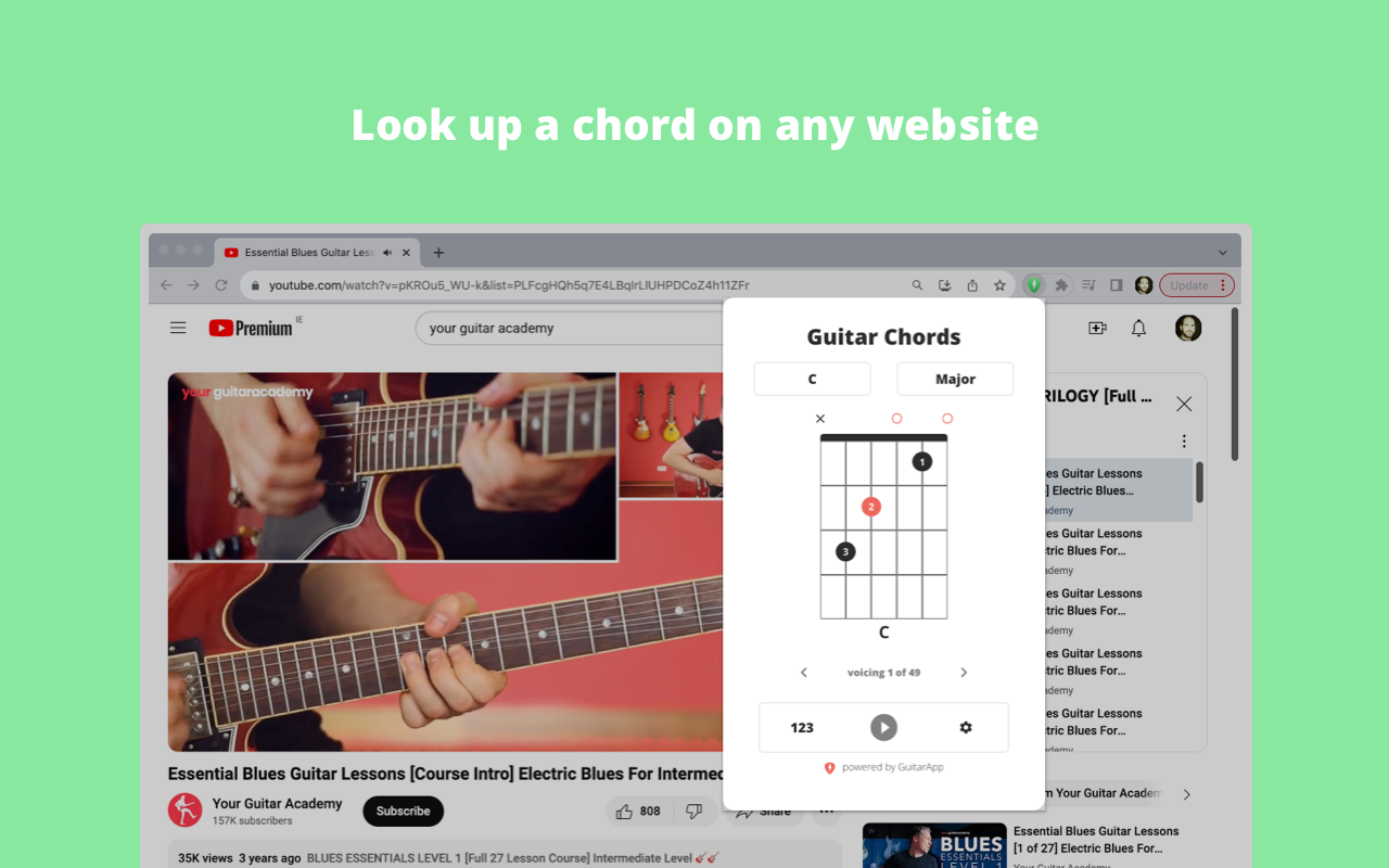 GuitarApp - Chord Chart chrome谷歌浏览器插件_扩展第1张截图