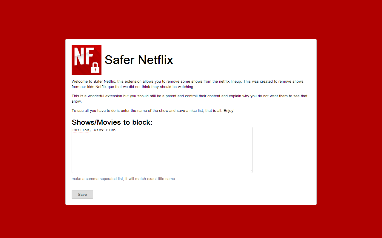 Safer Netflix chrome谷歌浏览器插件_扩展第1张截图