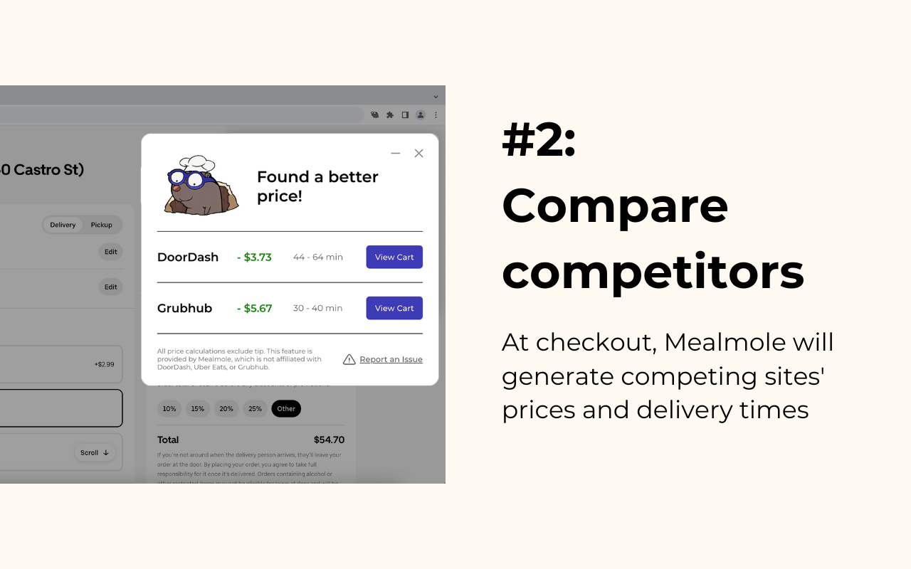 Mealmole - Compare Food Delivery Services chrome谷歌浏览器插件_扩展第1张截图