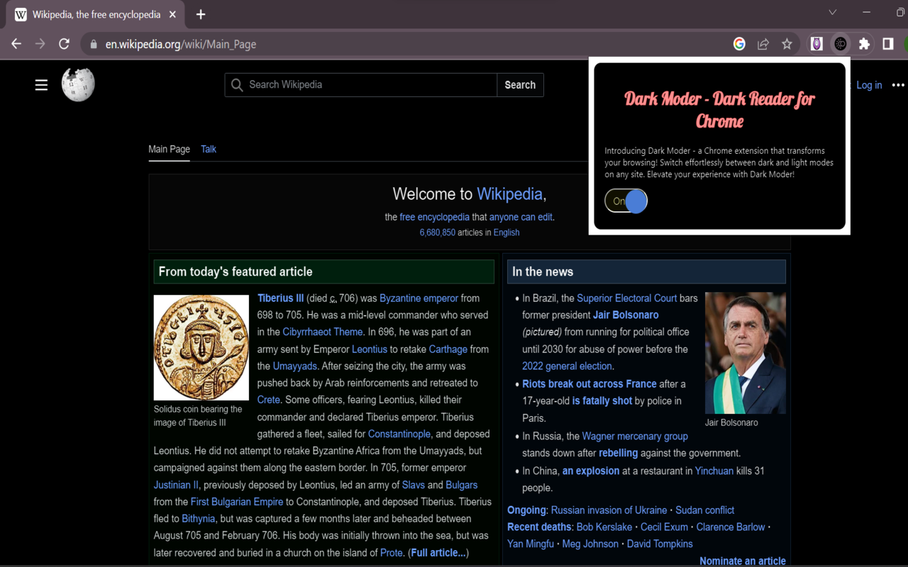 Dark Moder - Dark Reader for Сhrome chrome谷歌浏览器插件_扩展第1张截图