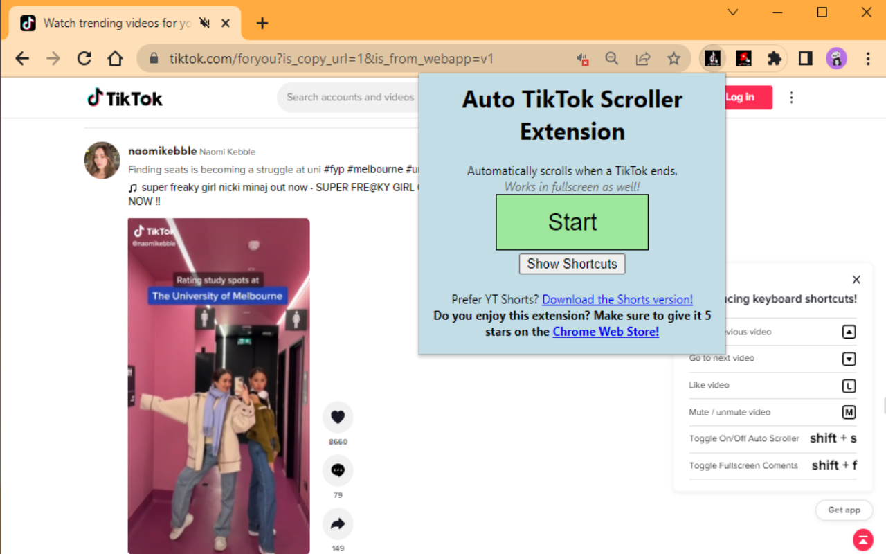 Auto TikTok Scroller chrome谷歌浏览器插件_扩展第2张截图