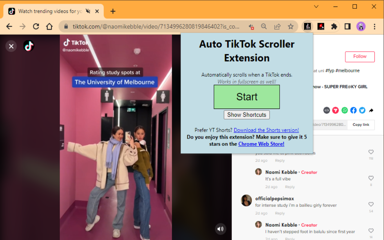 Auto TikTok Scroller chrome谷歌浏览器插件_扩展第3张截图