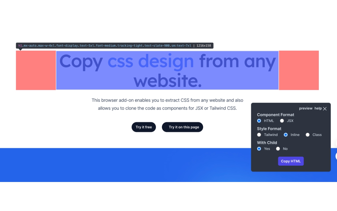 CopyCss - Copy css scan from any website. chrome谷歌浏览器插件_扩展第2张截图