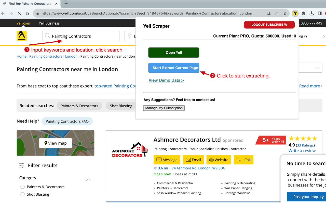 Yell Scraper chrome谷歌浏览器插件_扩展第1张截图