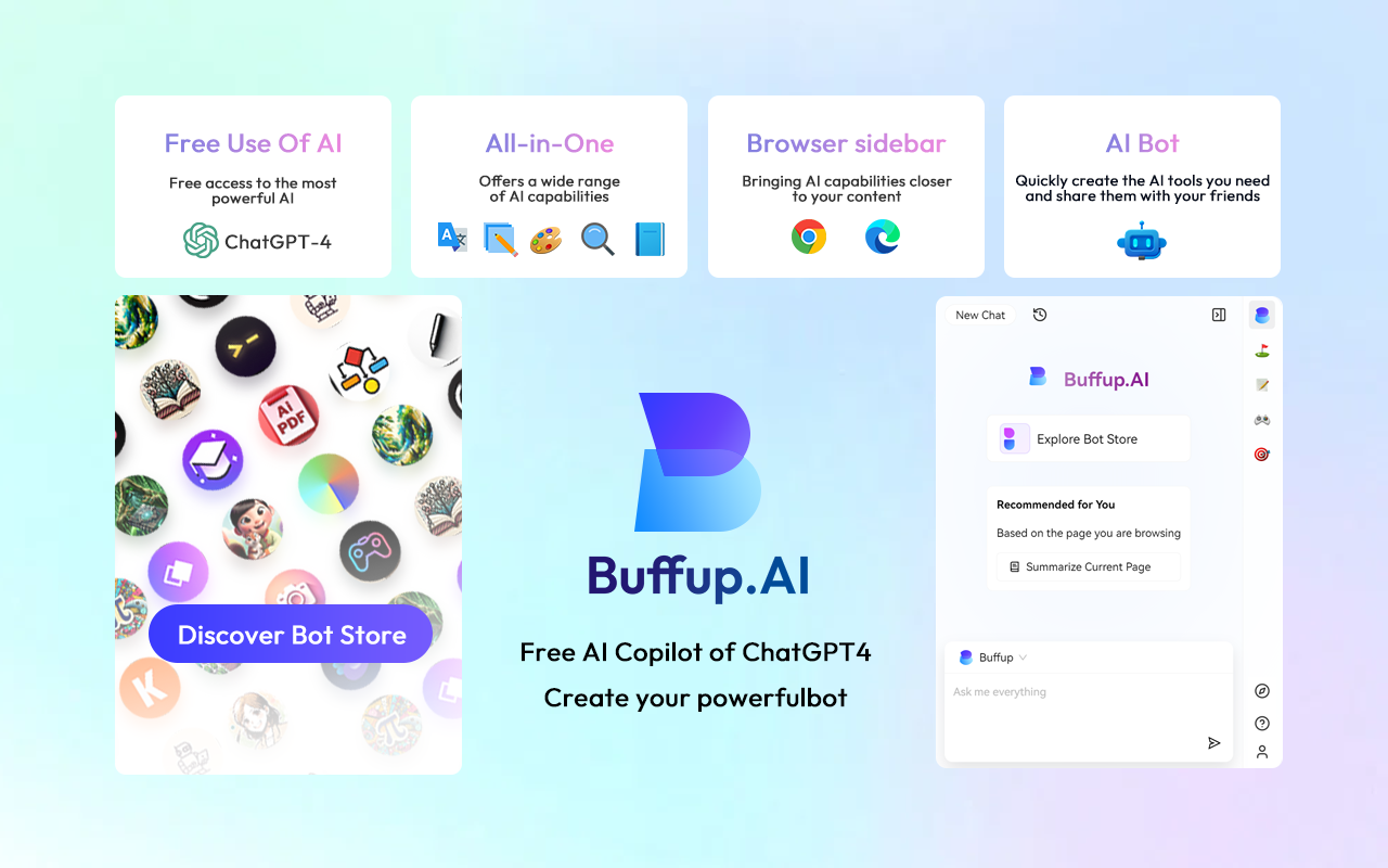 Buffup - AI Copilot of ChatGPT4 & Claude3 with 1K+ bots chrome谷歌浏览器插件_扩展第4张截图