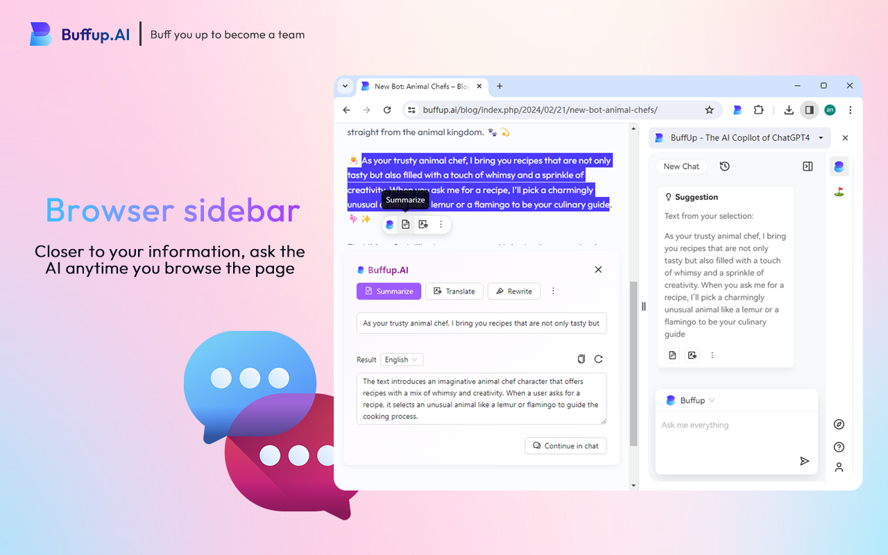 Buffup - AI Copilot of ChatGPT4 & Claude3 with 1K+ bots chrome谷歌浏览器插件_扩展第5张截图