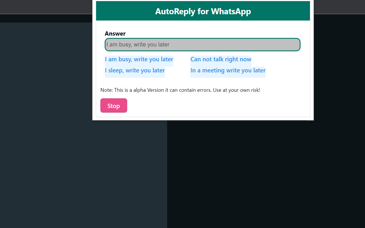 Auto Reply for WhatsApp chrome谷歌浏览器插件_扩展第1张截图