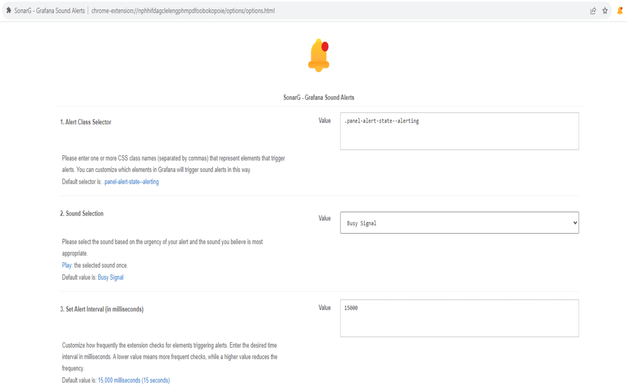 SonarG - Grafana Sound Alerts chrome谷歌浏览器插件_扩展第2张截图