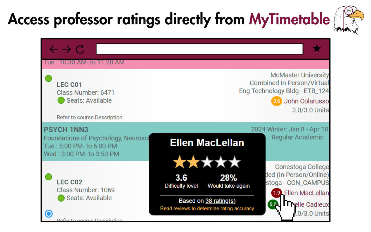 McMaster RateMyProf chrome谷歌浏览器插件_扩展第2张截图