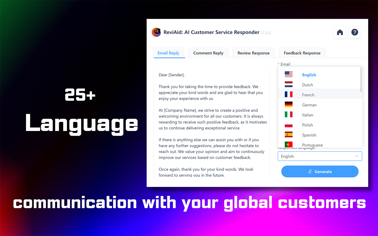 AI Response Generator for Email Review Reply chrome谷歌浏览器插件_扩展第2张截图
