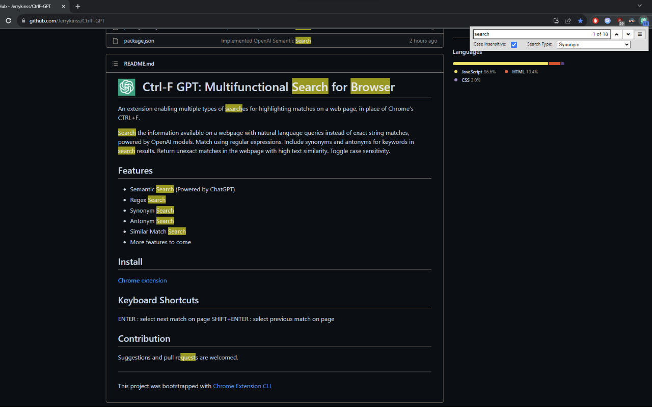 Ctrl-F GPT chrome谷歌浏览器插件_扩展第1张截图