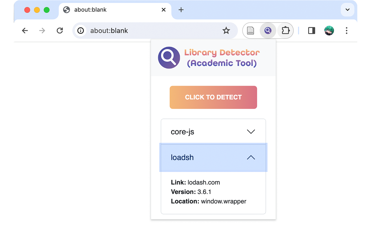 Library Detector (Academic Tool) chrome谷歌浏览器插件_扩展第2张截图