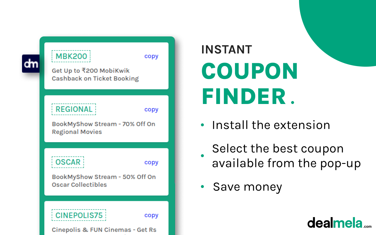 Dealmela - Coupons for your Online Shopping chrome谷歌浏览器插件_扩展第1张截图