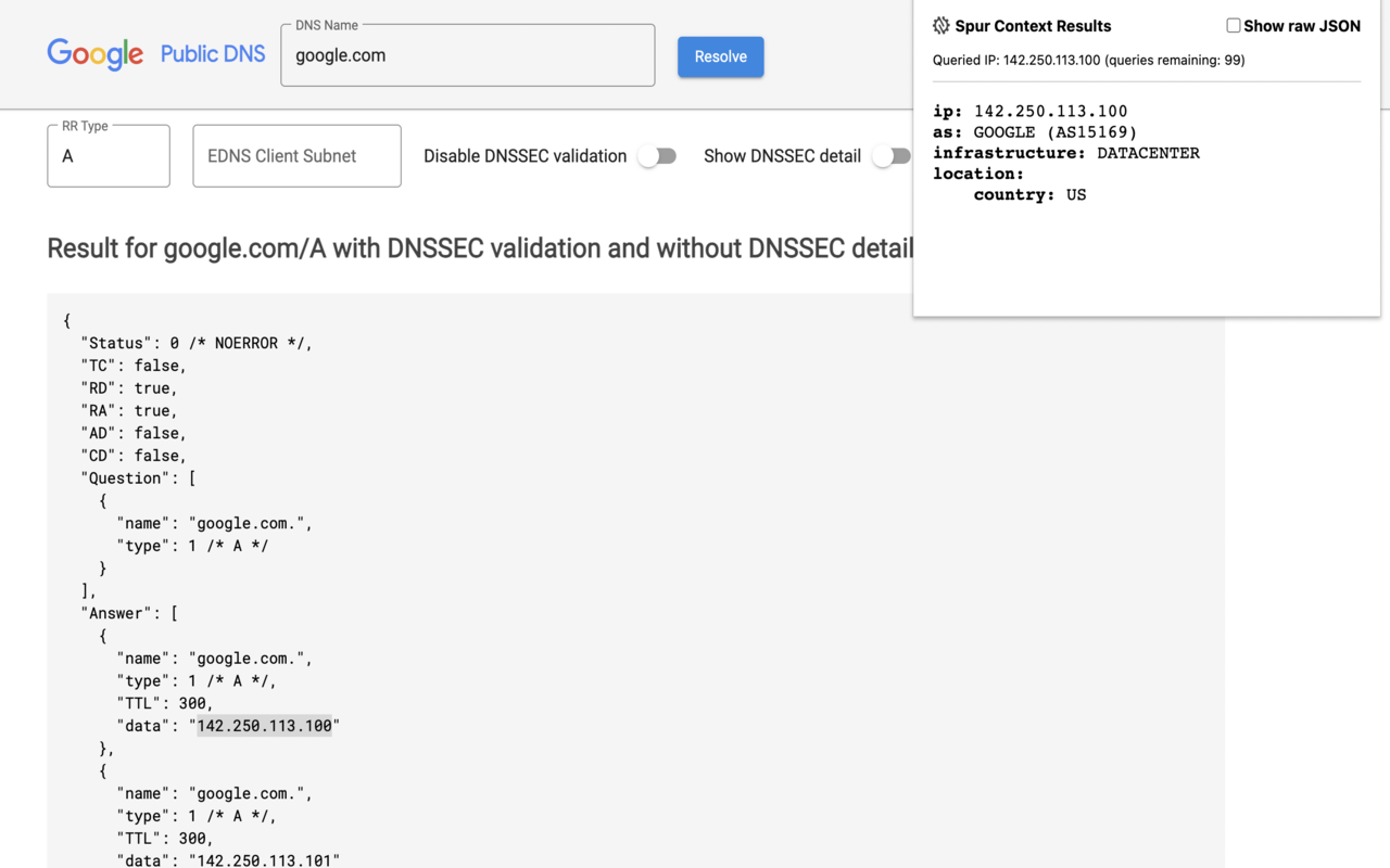 Spur Context Lookup chrome谷歌浏览器插件_扩展第2张截图