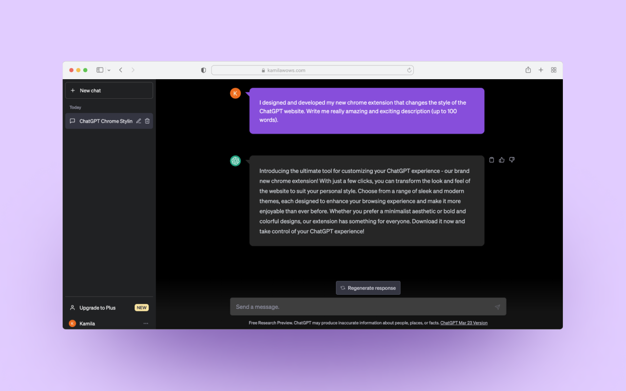 Purple ChatGPT Theme chrome谷歌浏览器插件_扩展第1张截图
