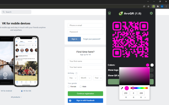 AvoQR chrome谷歌浏览器插件_扩展第1张截图