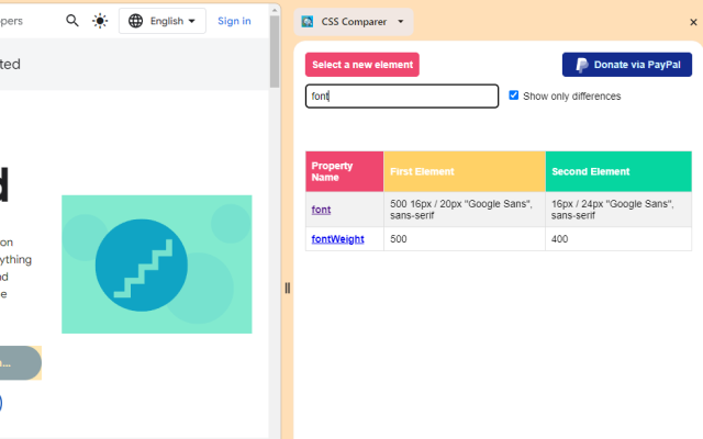 CSS Comparer chrome谷歌浏览器插件_扩展第1张截图