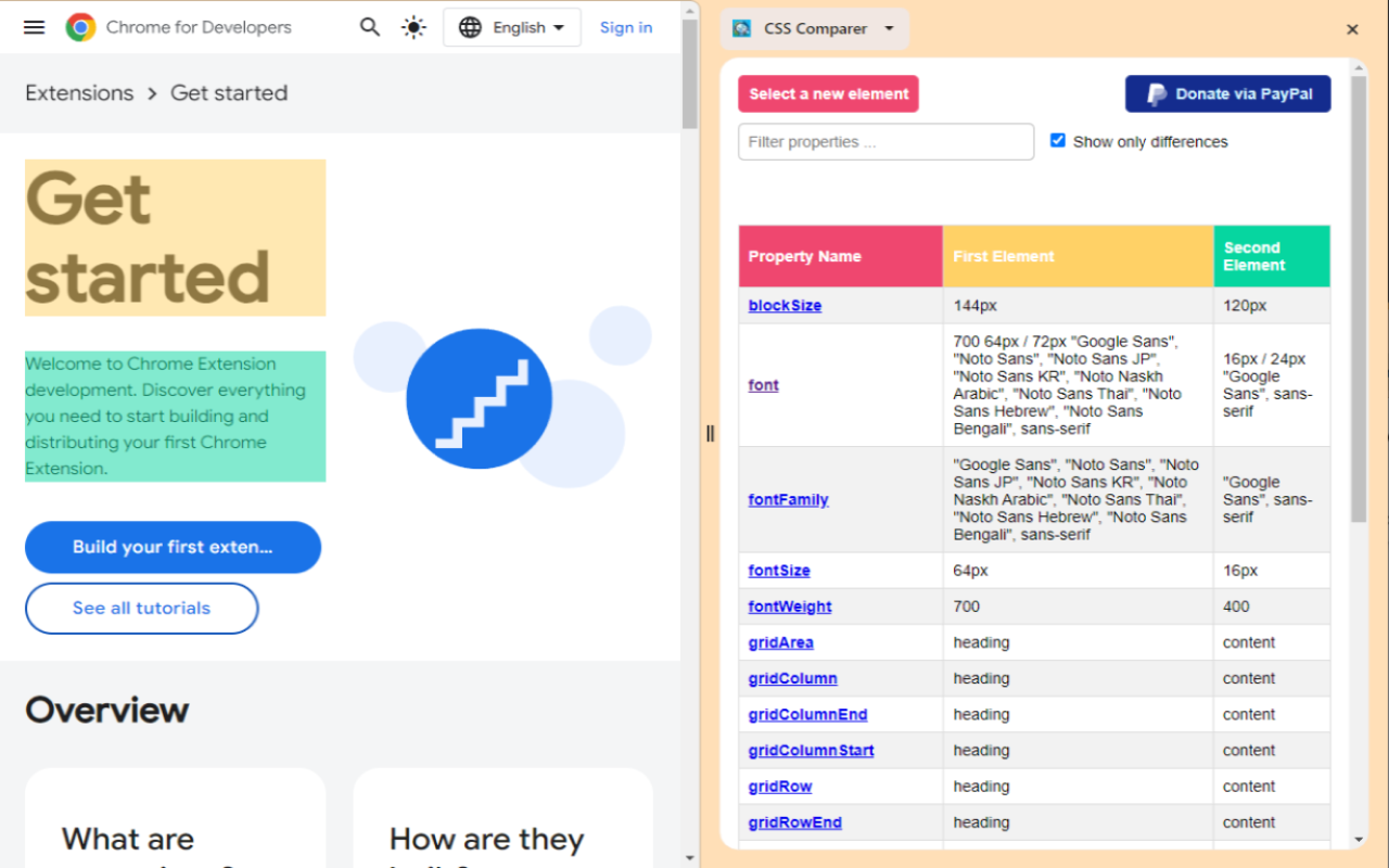 CSS Comparer chrome谷歌浏览器插件_扩展第2张截图