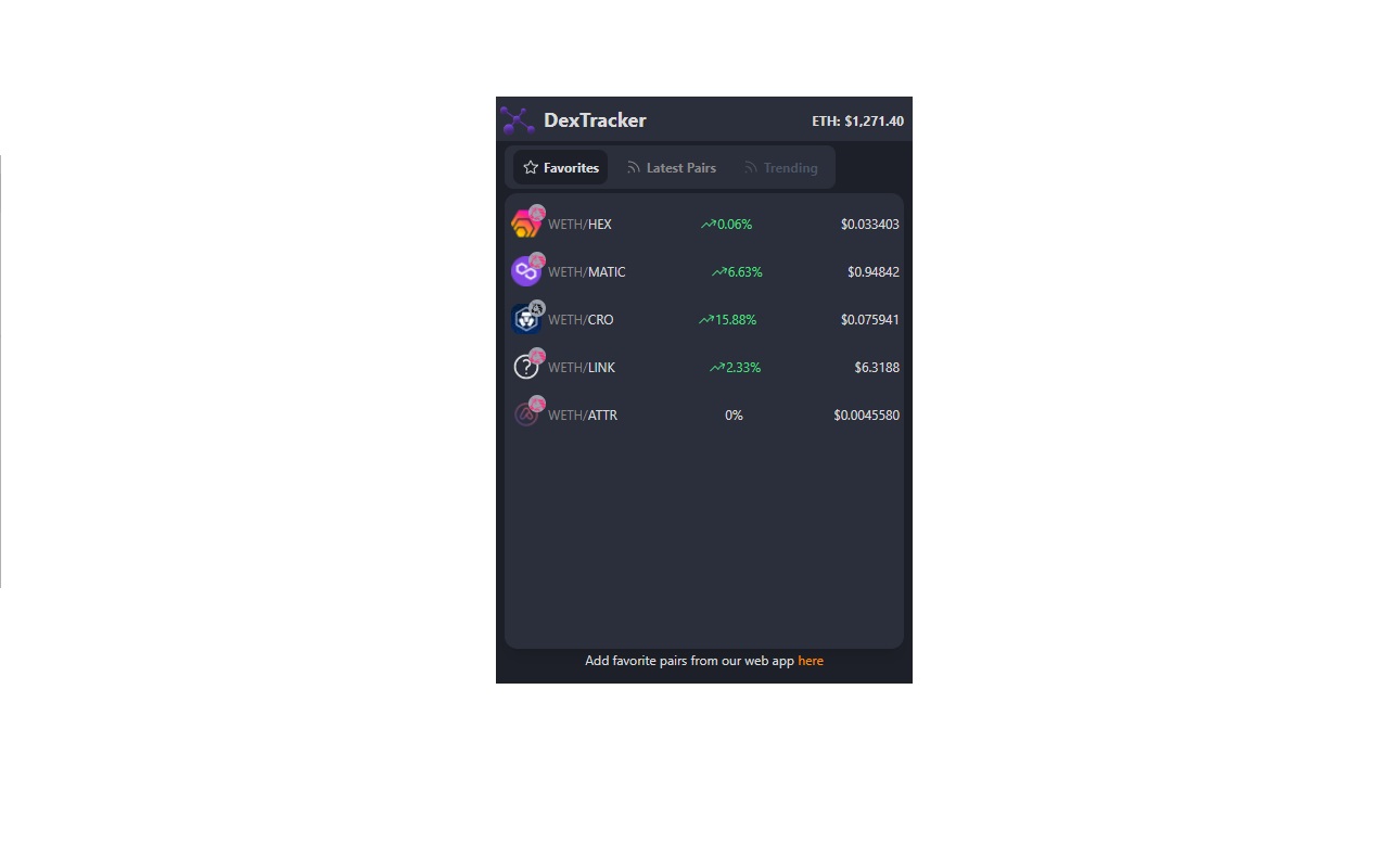 DexTracker Ethereum Crypto Price Tracker chrome谷歌浏览器插件_扩展第1张截图