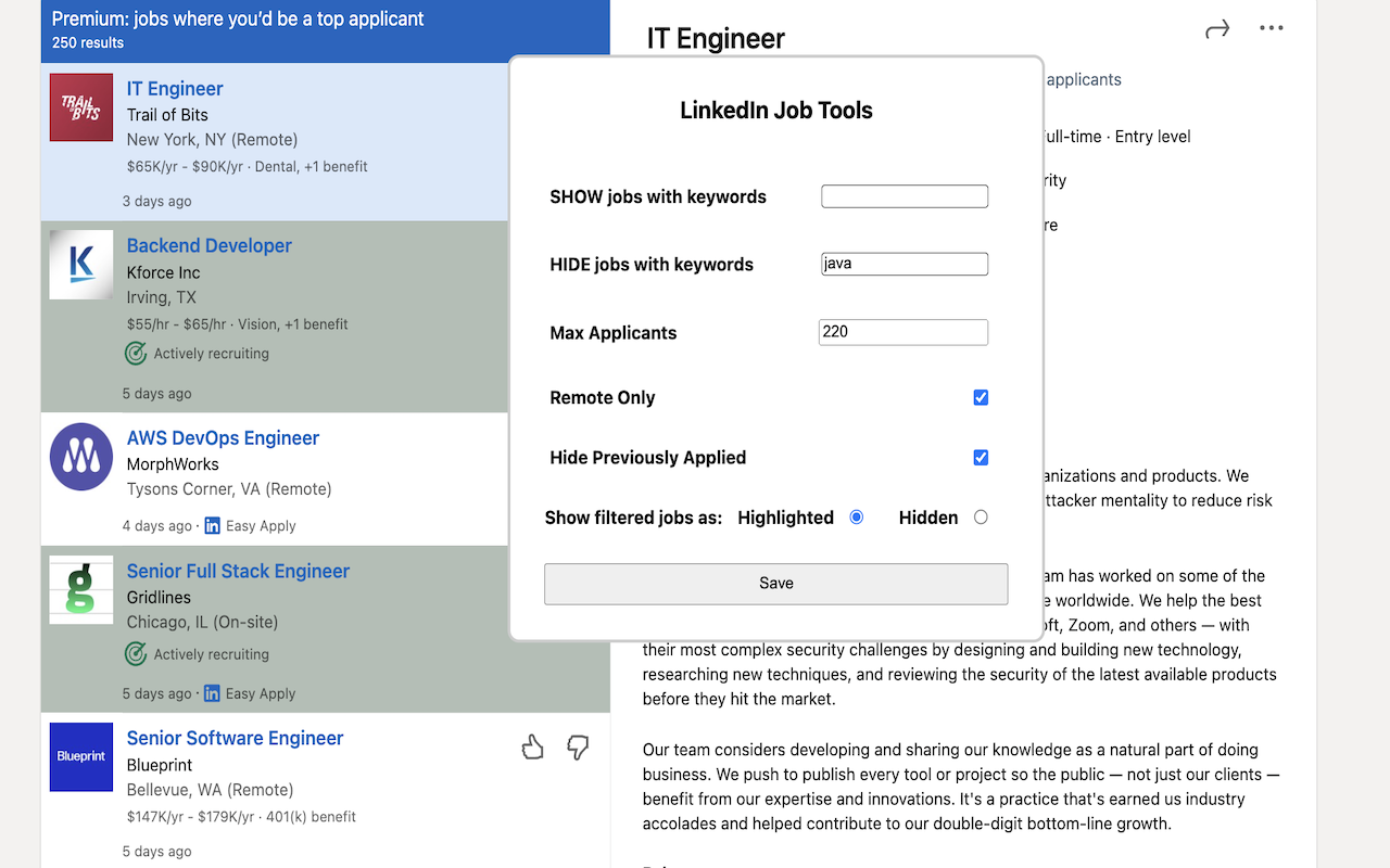 LinkedIn Job Tools chrome谷歌浏览器插件_扩展第3张截图