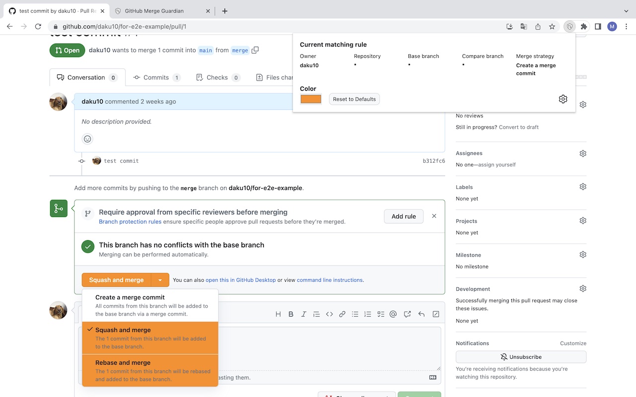 GitHub Merge Guardian chrome谷歌浏览器插件_扩展第2张截图