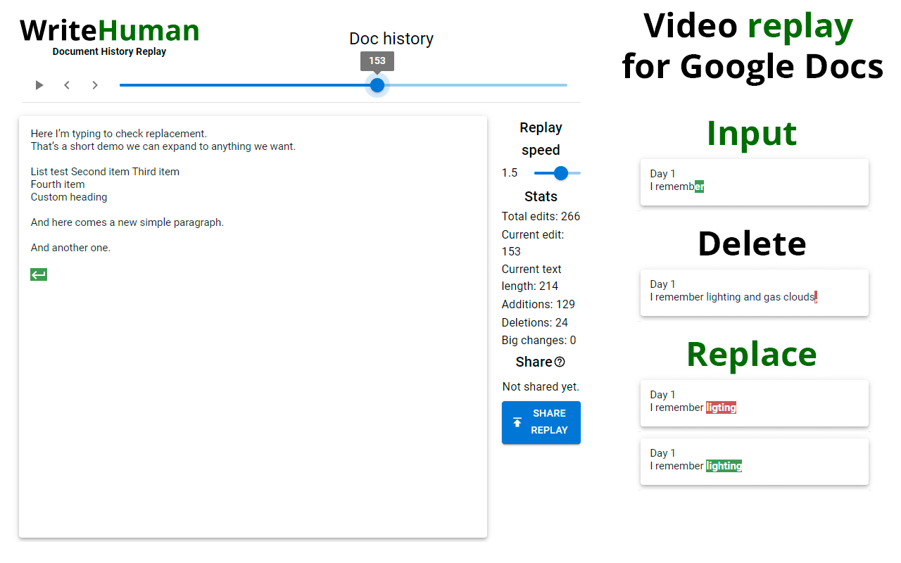 WriteHuman - History Replay for Google Docs chrome谷歌浏览器插件_扩展第2张截图