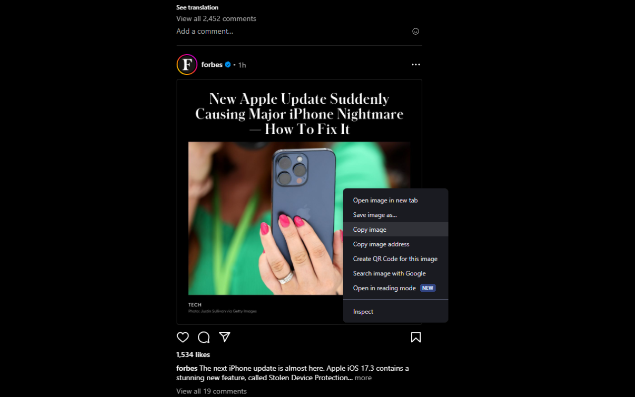 Copy Instagram Images chrome谷歌浏览器插件_扩展第2张截图