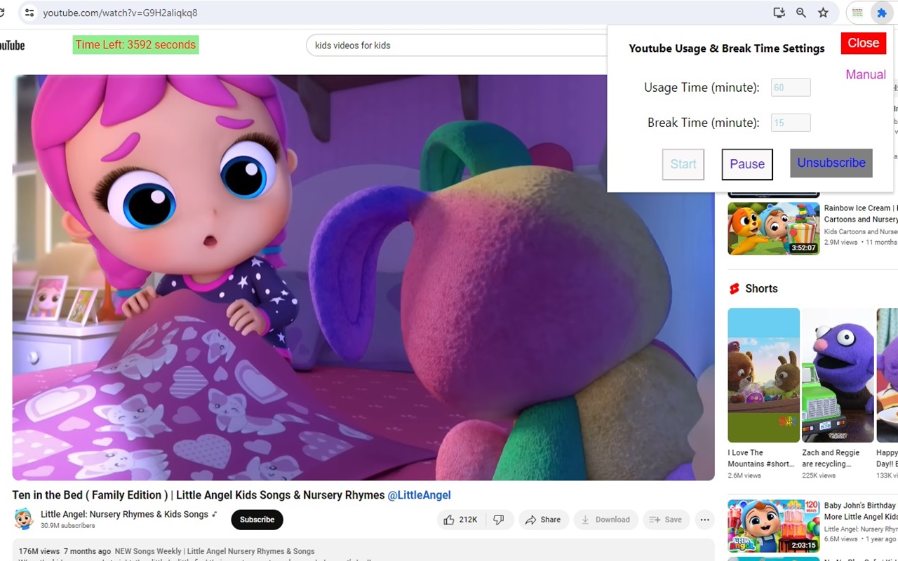 Youtube Time Limiter for Kids chrome谷歌浏览器插件_扩展第3张截图