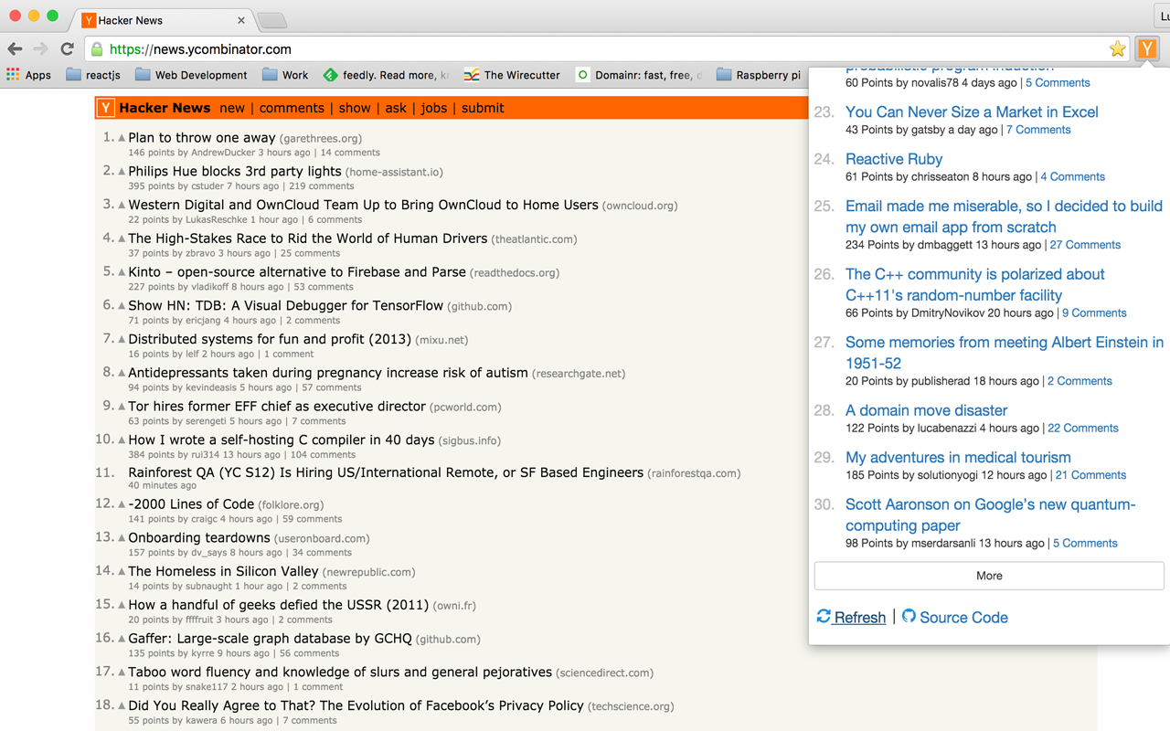 Hacker News chrome谷歌浏览器插件_扩展第1张截图