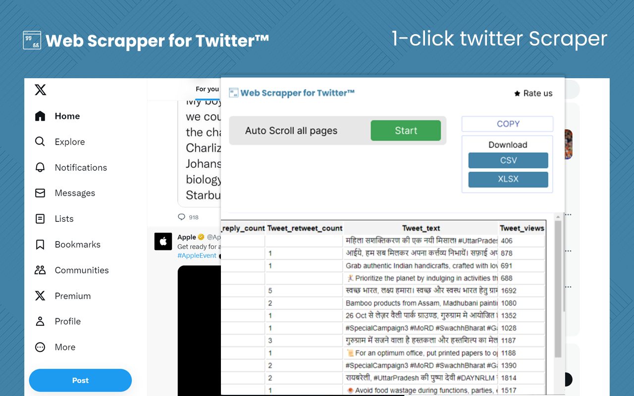 Web Scrapper for Twitter™ chrome谷歌浏览器插件_扩展第1张截图