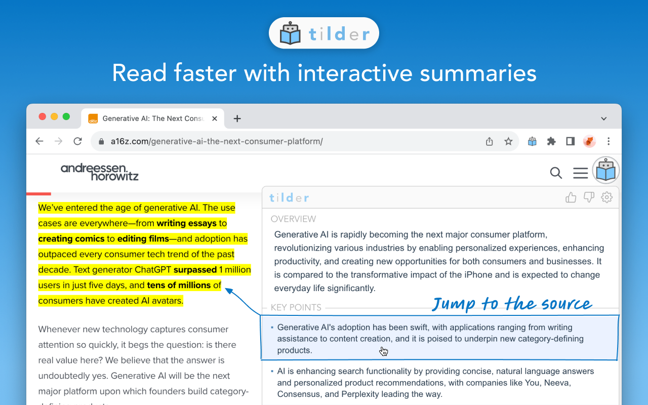 Tilder - Your AI reading assistant chrome谷歌浏览器插件_扩展第1张截图
