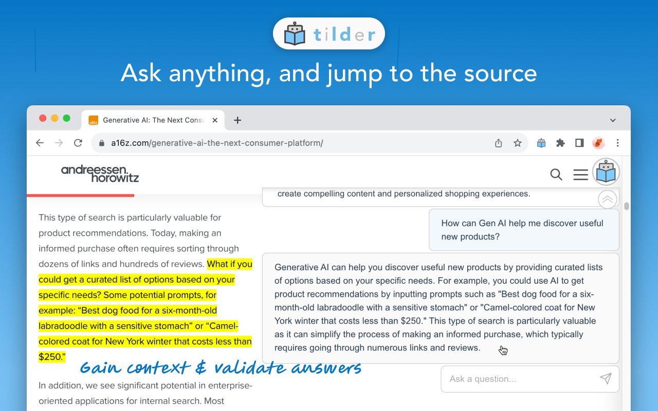Tilder - Your AI reading assistant chrome谷歌浏览器插件_扩展第2张截图