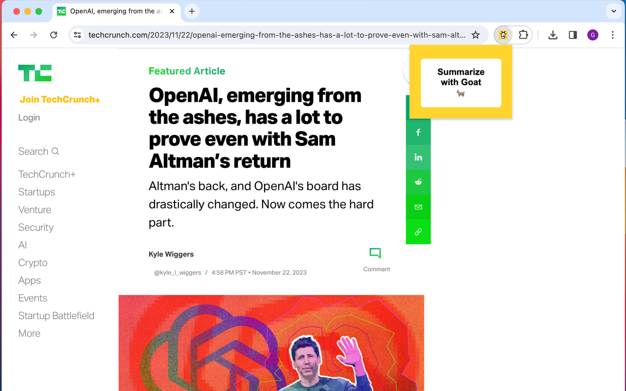GOAT - AI Summarizer ✨ chrome谷歌浏览器插件_扩展第2张截图