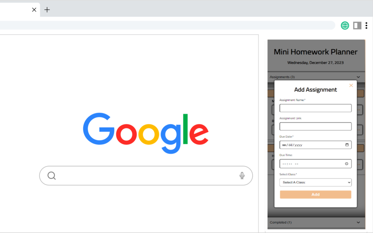 Mini Homework Planner chrome谷歌浏览器插件_扩展第5张截图